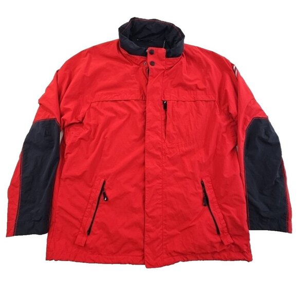 Nautica Full Zip Jacket Men's XXL Red Water Resistant Hooded EUC Tech Pocket - Picture 1 of 16